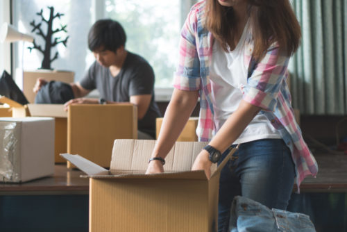 couple packing boxes